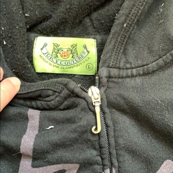 Vintage Black Sparkle Juicy Couture Sz L Zip-Up - Picture 2 of 3